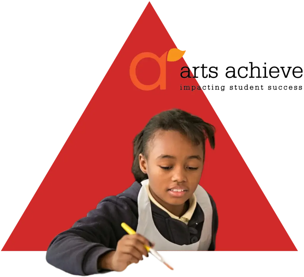 Girls Paints In Front of Red Triangle